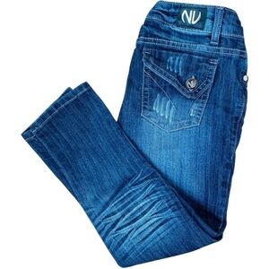 Y2K NV Jeans Low Rise Juniors Blue Denim Cropped Dark Wash Skinny Pants Sz 3